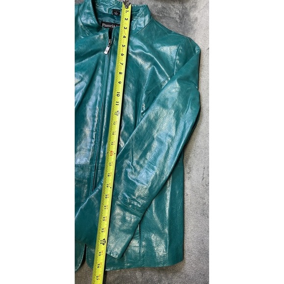 Pamela McCoy Vintage 80's Leather Jacket Turquoise Leather 80s Women's Size S - Picture 15 of 16